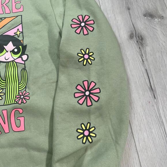 Cartoon Network PowerPuff Girls Sage Green Fleece Pullover Hoodie Women’s Size M - Picture 5 of 8